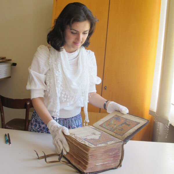 Lusine Sargsyan with the Bible of Avag, Venice, San Lazzaro, 2012
